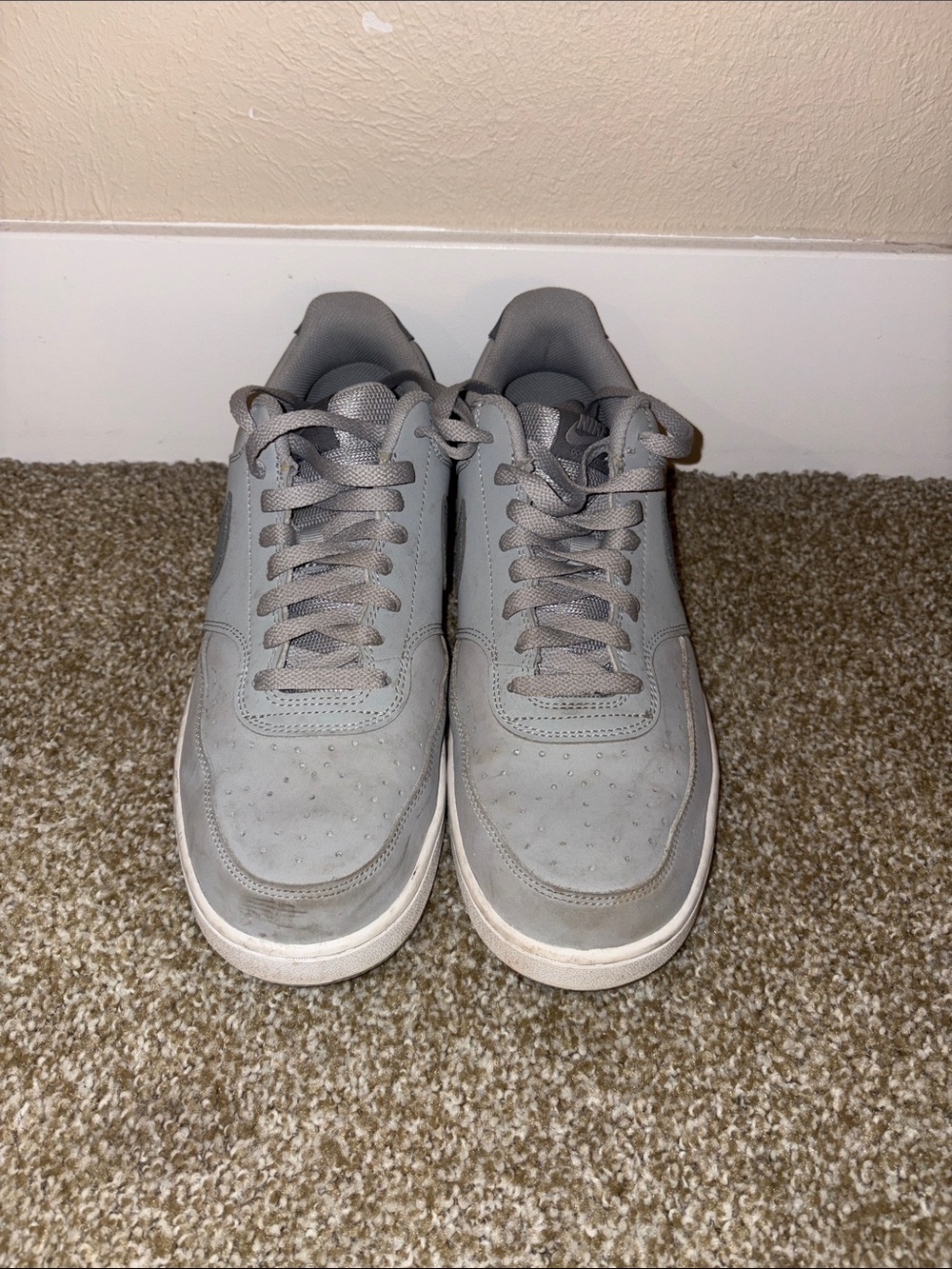 Nike Men's Light Grey and White Court Vision Shoes